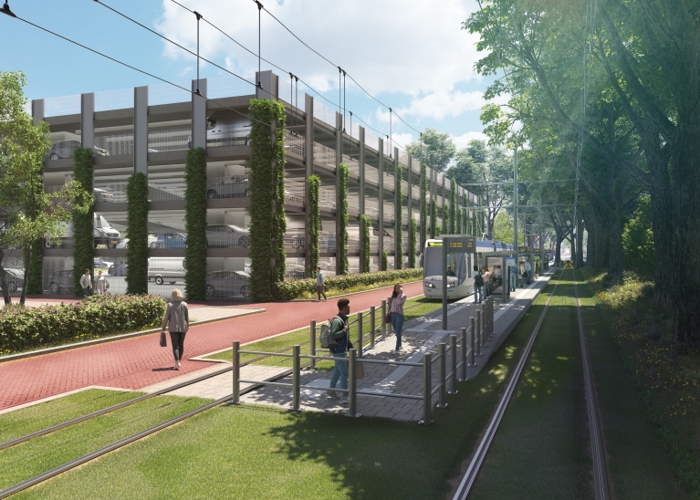 artist impression van het eind- en keerpunt in de Van den broekweg